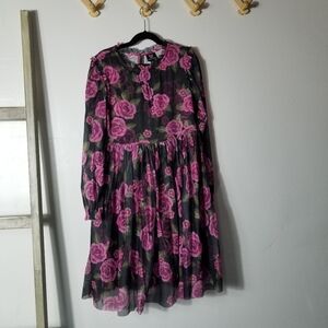 NWT ZAC KIDS GIRL'S FLORAL LONG SLEEVE DRESS SIZE LARGE